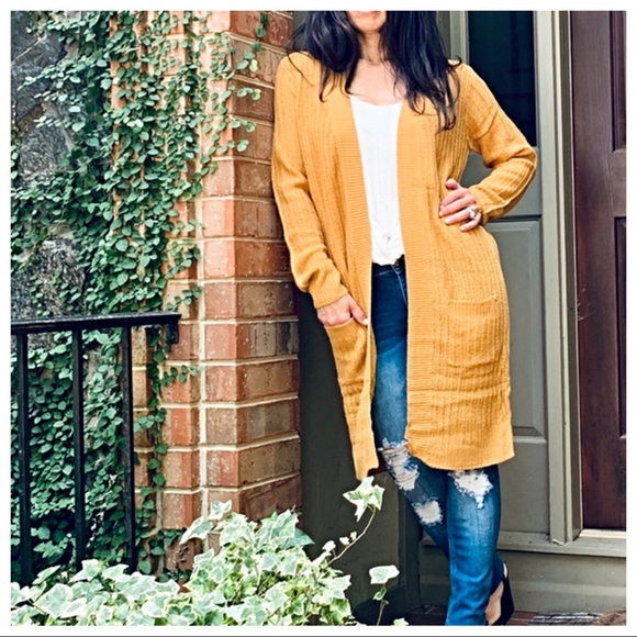 ✨LAST ONE✨Mustard chic knit side pockets Cardigan - Picture 5 of 8